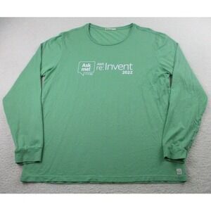 Marine Layer T Shirt Mens Sz Large Green Amazon AWS Re:Invent Ask Me Long Sleeve